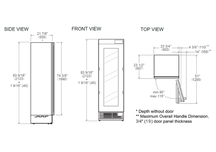 60 cm Slot-in Wine Column Panel Ready | Bertazzoni